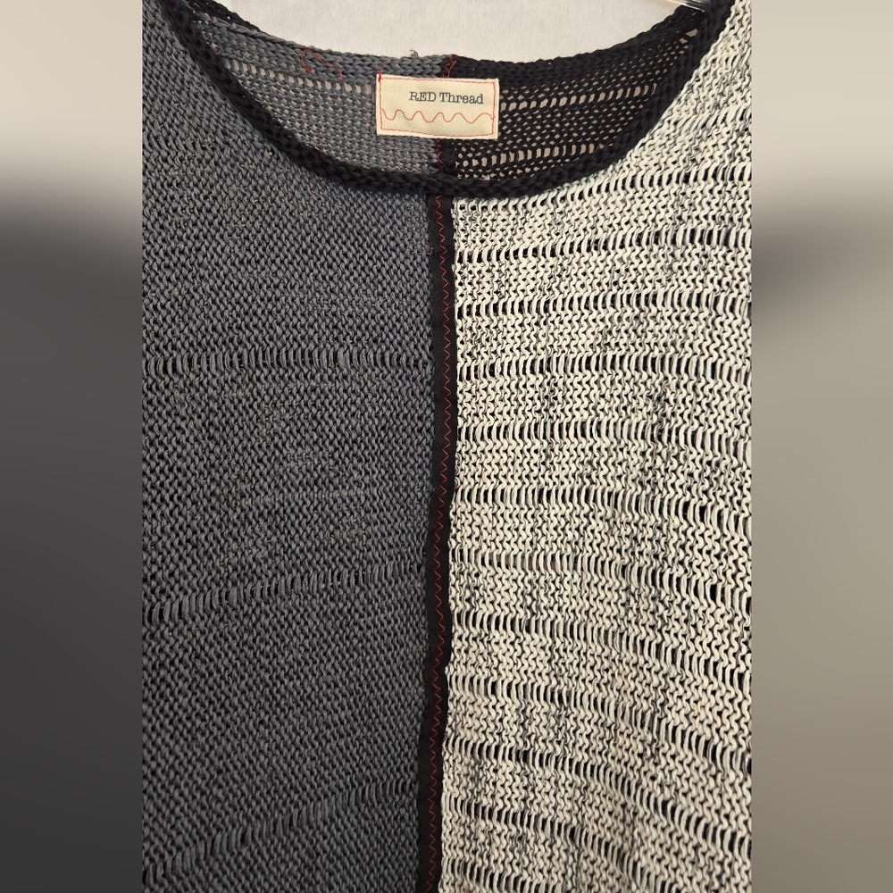 Artisan Patchwork Oversized Sweater - Black, Gray… - image 2